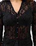 Flocked Button Through Shirt