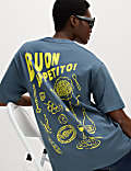 Εμπριμέ oversized T-shirt με σχέδιο από 100% βαμβάκι