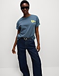 Εμπριμέ oversized T-shirt με σχέδιο από 100% βαμβάκι