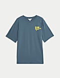 Εμπριμέ oversized T-shirt με σχέδιο από 100% βαμβάκι