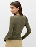 Tie Shoulder Long Sleeve Top With Wool