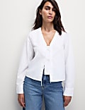 Pure Cotton Tie Front Blouse