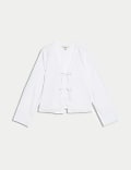 Pure Cotton Tie Front Blouse