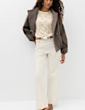 Lace Crew Neck Regular Fit Top
