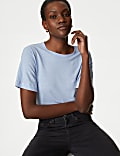 Linen Blend Crew Neck Top
