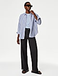 Linen Blend Crew Neck Top