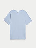 Linen Blend Crew Neck Top