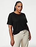 Linen Blend Crew Neck Top