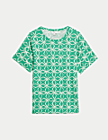 Linen Blend Printed Top