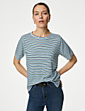 Linen Blend Striped T-Shirt