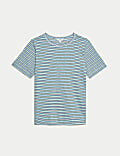 Linen Blend Striped T-Shirt