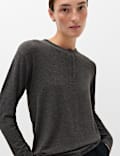 Patterned Scarf Neck Regular Fit Top