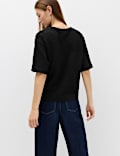 Cotton Blend Textured Crew Neck T-Shirt
