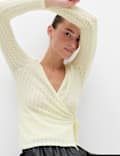 Textured V Neck Cosy Wrap Top