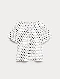 Gingham Textured V-Neck Tie Front Top