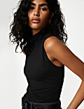 Cotton Rich Funnel Neck Vest Top