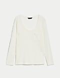 Linen Blend Scoop Neck Top