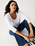 Linen Blend Scoop Neck Top