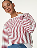 Pure Cotton Striped Crew Neck Sweatshirt