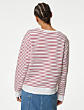 Pure Cotton Striped Crew Neck Sweatshirt