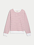 Pure Cotton Striped Crew Neck Sweatshirt