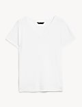 T-Shirt με λαιμόκοψη V και υψηλή περιεκτικότητα σε λινό