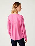 Embroidered Round Neck Frill Detail Blouse