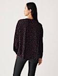 Bequeme Bluse aus Baumwollmischung mit V-Ausschnitt und Muster