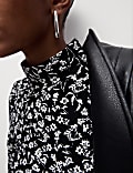 Cotton Rich Funnel Neck Printed Top