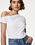 Cotton Rich One Shoulder Top