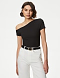 Cotton Rich One Shoulder Top