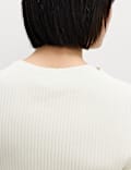 Ribbed Round Neck 3/4 Sleeve Top
