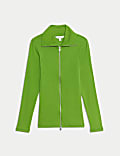 Top en coton côtelé zippé avec encolure