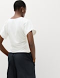 Cotton Rich Short Sleeve Ruched T-Shirt