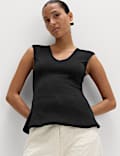 Pure Cotton V-Neck Peplum Top