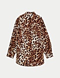Pure Cotton Animal Print Collared Shirt