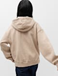 Pure Cotton Relaxed Tie Neck Hoodie