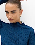 Long Sleeve Funnel Neck Textured Top