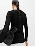 Textured Button Detail Long Sleeve Top