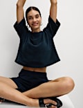 Cotton Rich Towelling Cropped Top