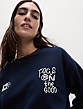 Pure Cotton Slogan Relaxed Sweat-shirt
