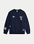 Pure Cotton Slogan Relaxed Sweatshirt