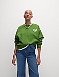Pure Cotton Slogan Relaxed Sweat-shirt