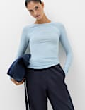 Long Sleeve Mesh Raglan Slim T-Shirt