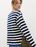 Pure Cotton Striped Crew Neck T-Shirt