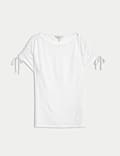 Linen Blend Ruched T-Shirt