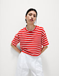 Cotton Rich Striped Towelling Top