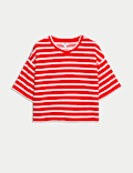 Cotton Rich Striped Towelling Top