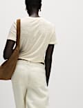 Linen Rich Crew Neck Twist Front T-Shirt