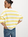 Pure Cotton Striped Crew Neck Sweat-shirt